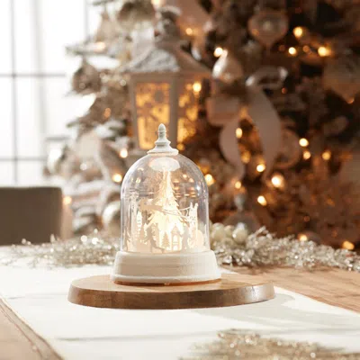 Melrose International Led Rotating Santa's Sleigh Globe 8.5"h - White