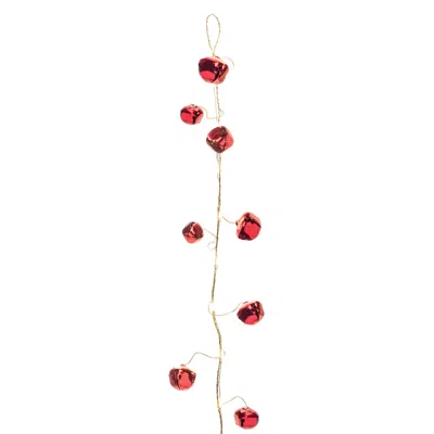 Melrose International Led Sleigh Bell Garland (set Of 2) - Red, Gold