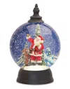 Melrose International Led Snow Globe Ball With Santa And Deer Figure 9.25"d - White, Red, Green