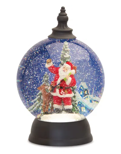 Melrose International Led Snow Globe Ball With Santa And Deer Figure 9.25"d - White, Red, Green