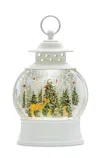 Melrose International Led Snow Globe Ball With Woodland Deer Scene 11.5"h - White, Brown, Red
