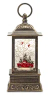 Melrose International Led Snow Globe Lantern With Truck And Forest Scene 10.25"h - Red, Green, White