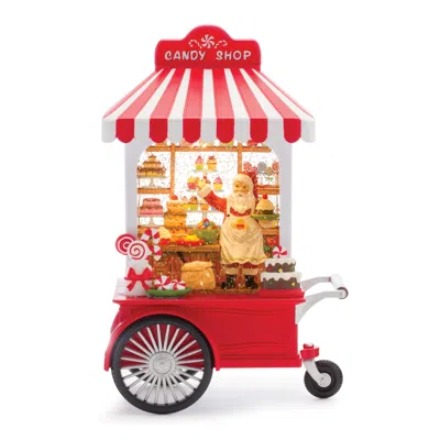 Melrose International Led Snow Globe Santa's Candy Stand 10.75"h - Red, White