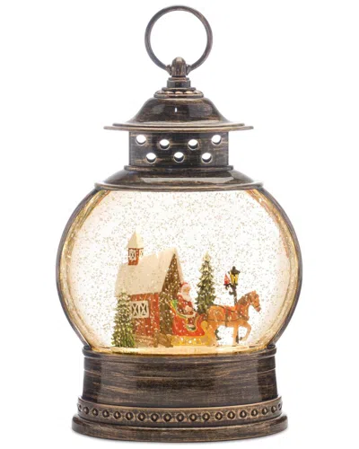 Melrose International Led Snow Globe With Santa's Sleigh 11.5"h - Bronze, Red