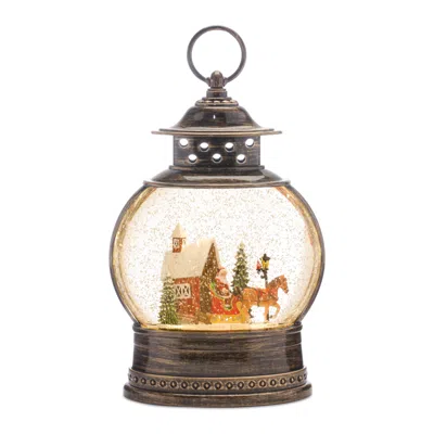 Melrose International Led Snow Globe With Santa's Sleigh 11.5"h - Bronze, Red