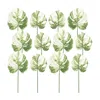Melrose International Light Variegated Philo Leaf Stem (set Of 12) - Green, White