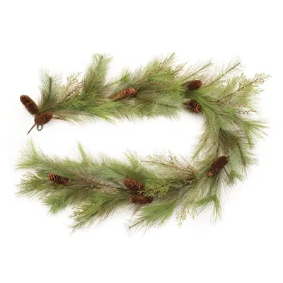 Melrose International Long Needle Pine And Pinecone Garland 6'l - Green, Brown