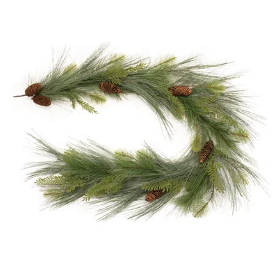 Melrose International Long Needle Pine And Pinecone Garland 6'l - Green, Brown