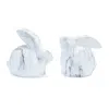 Melrose International Marble Design Rabbit Shelf Sitter (set Of 2) - White, Grey