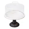 Melrose International Marble Pedestal Cake Stand With Cover 14"h - Black, White