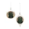 Melrose International Mercury Glass Ornament With Pine Trees (set Of 6) - White, Green