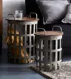 Melrose International Metal And Wood Side Basket Tables (set Of 2) - Grey, Brown