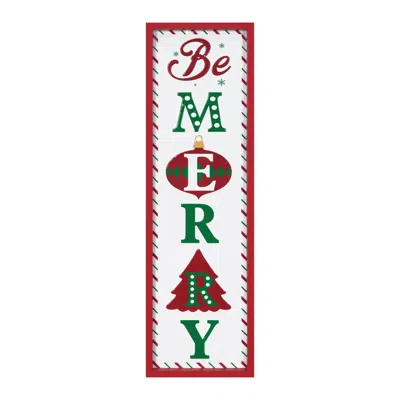 Melrose International Metal Be Merry Sentiment Sign 30"h - White, Red, Green