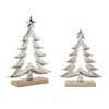 Melrose International Metal Christmas Tree With Wood Base (set Of 2) - Gray, Beige