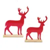 Melrose International Metal Deer Silhouette With Wood Base (set Of 2) - Red