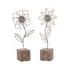 Melrose International Metal Floral Decor (set Of 2) - Brown, White