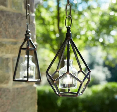 Melrose International Metal Frame Hanging Tea Light Holder (set Of 2) - Copper