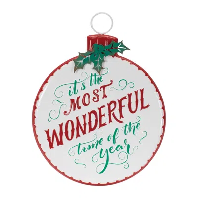 Melrose International Metal Holiday Sentiment Ornament Sign 16"h - White, Red, Green