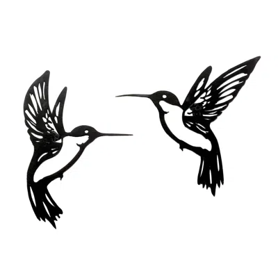 Melrose International Metal Hummingbird Wall Accent (set Of 6) - Black
