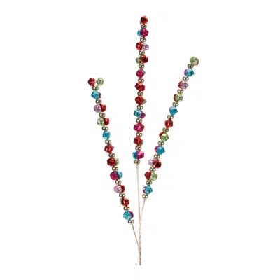 Melrose International Metal Jingle Bell Spray (set Of 2) - Green, Red
