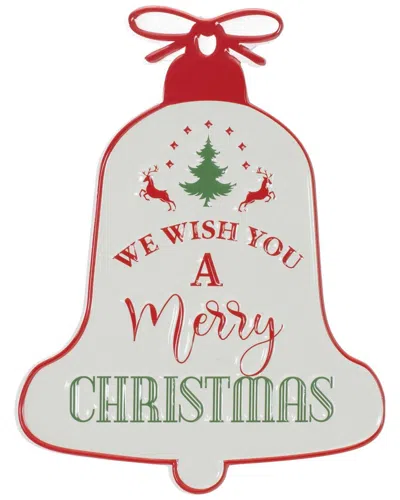 Melrose International Metal Merry Christmas Bell Sign In White
