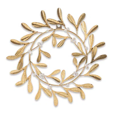 Melrose International Metal Mistletoe Wreath Decor 12"d - Gold