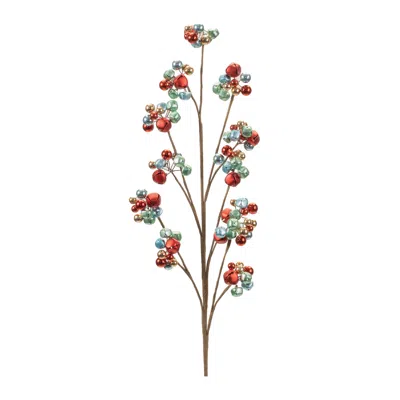 Melrose International Metal Sleigh Bell Cluster Spray (set Of 2) - Red, Gold