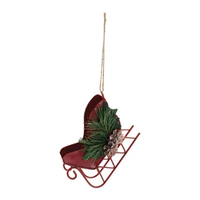 Melrose International Metal Sleigh Ornament (set Of 12) In Red,green