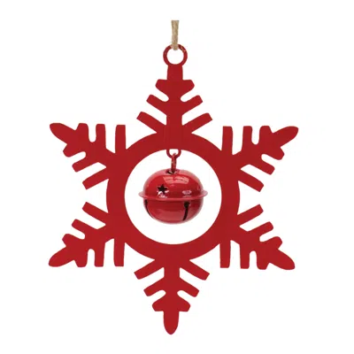 Melrose International Metal Snowflake With Bell Ornament (set Of 12) - Red