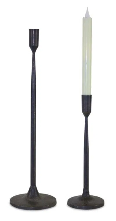 Melrose International Metal Taper Candle Holder (set Of 2) - Black