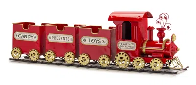 Melrose International Metal Toy Train On Track Display 37"l - Red, Black, Gold