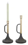 Melrose International Metal Trumpet Taper Candle Holder (set Of 2) - Black, Gold