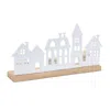 Melrose International Metal Village Tealight Candle Holder (set Of 2) - White, Beige