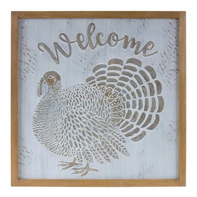 Melrose International Metal Welcome Turkey Sign 20"sq - Brown, White