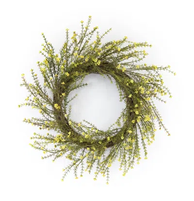 Melrose International Mini Daisy Floral Wreath 18"d - Yellow, Green