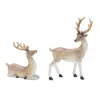 Melrose International Mini Glittered Holiday Deer Figurine (set Of 6) - Beige, White
