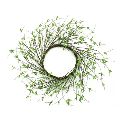 Melrose International Mini Leaf Twig Wreath 22"d - Green
