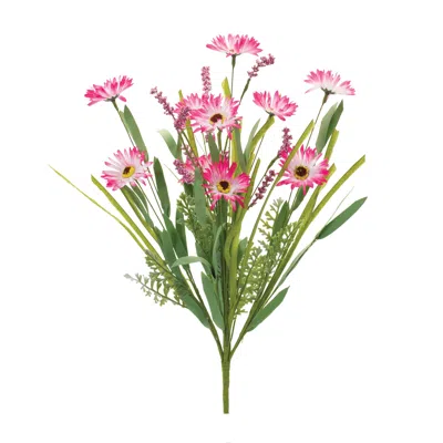 Melrose International Mixed Daisy Bush (set Of 2) - Green, Pink