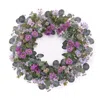 Melrose International Mixed Daisy Floral And Thistle Wreath 22"d - Pink, Purple, Green