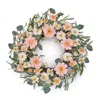 Melrose International Mixed Daisy Floral Wreath 22"d - Pink, Green