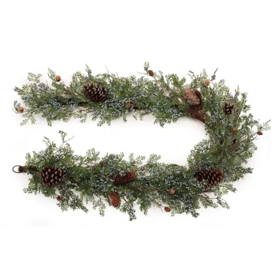 Melrose International Mixed Juniper And Pinecone Garland 6'l - Green, Brown