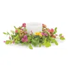 Melrose International Mixed Pansy Floral Candle Ring 16"d - Green, Pink