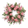 Melrose International Mixed Pincushion Floral Wreath 22"d - Pink, Green