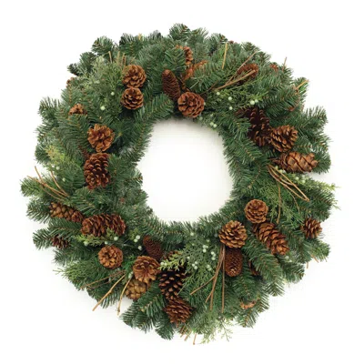 Melrose International Mixed Pine And Pinecone Wreath 32"d - Green, Brown