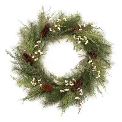 Melrose International Mixed Pine And Tallow Berry Wreath 28"d - Green, Brown
