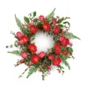 Melrose International Mixed Poppy Floral Wreath 22"d - Red, Green