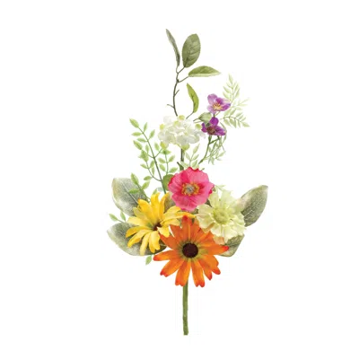Melrose International Mixed Spring Floral Spray (set Of 2) - Yellow, Green