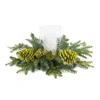 Melrose International Mixed Winter Pine Cone Candle Holder With Glass Hurricane 18"d - Green, Clear