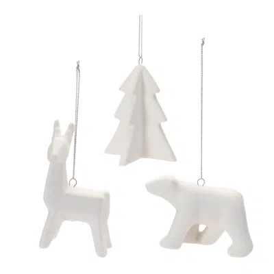 Melrose International Modern Ceramic Animal Ornaments (set Of 6) - White