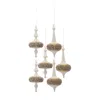 Melrose International Modern Glass Finial Ornament With Gold Bead Accent (set Of 6) - White; Gold; Silver